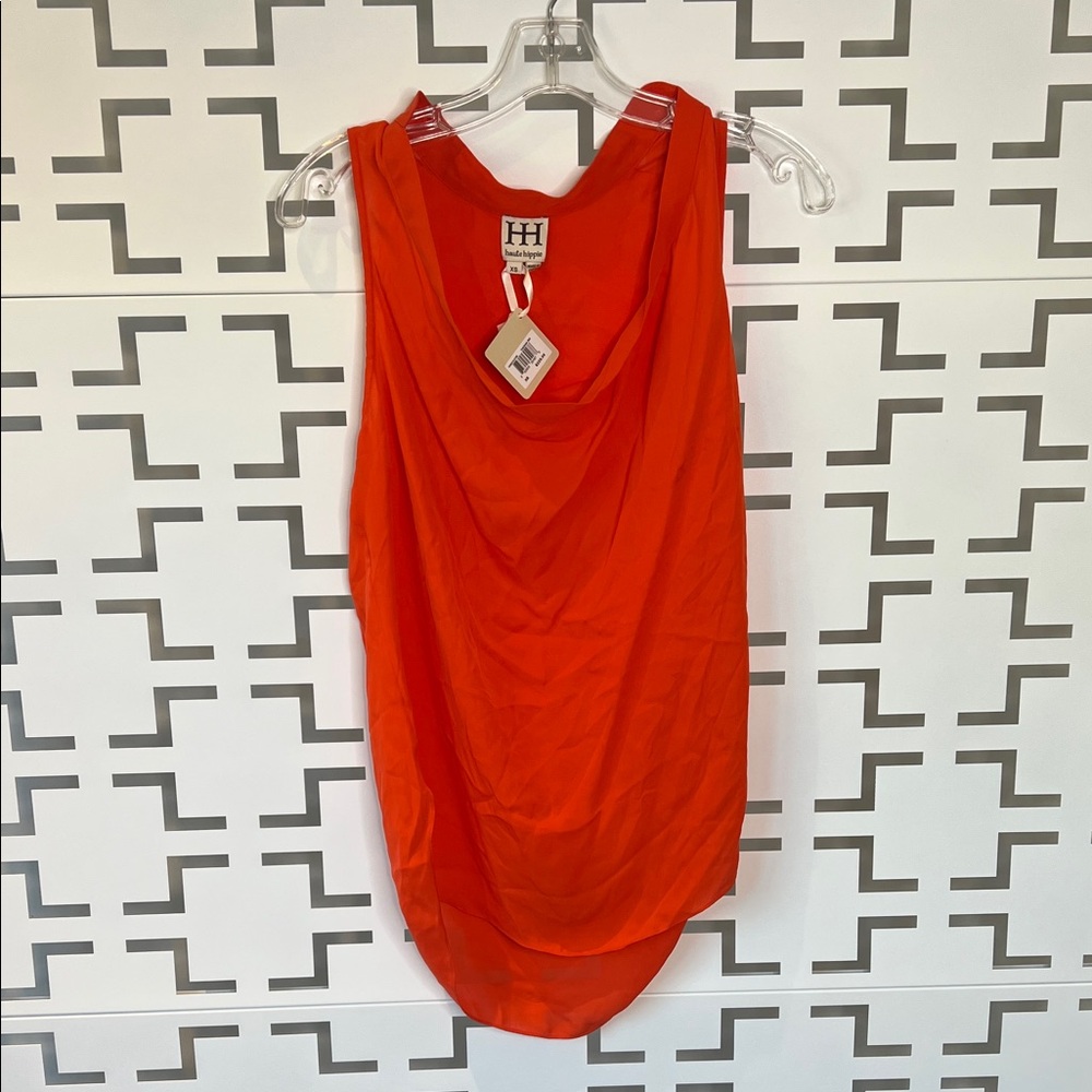 Haute Hippie Vibrant Orange Sleeveless Blouse